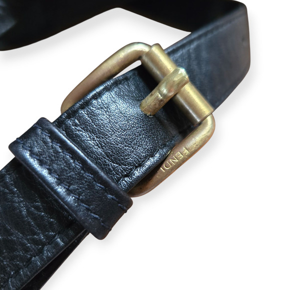 Fendi Black Vintage Leather Crossbody Shoulder Bag Embossed Flap Authentic - Picture 10 of 12